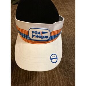 PGA‎ Jr League Youth Visor Adjustable Golf Hat White Orange Blue